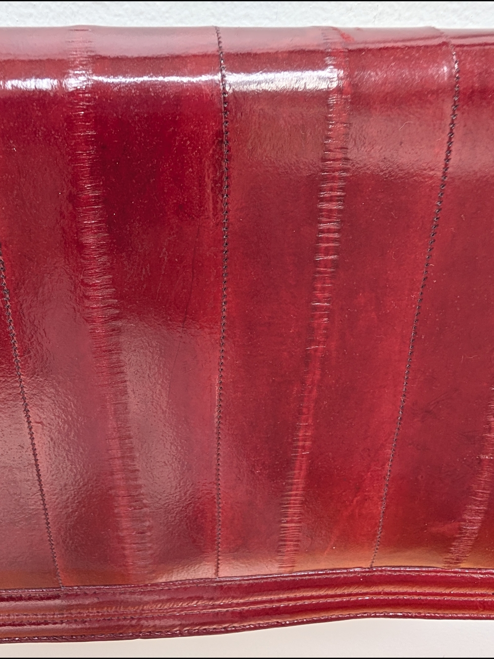Vintage Genuine Eel Skin Oxblood Shoulder Bag Korea - Picture 6 of 13